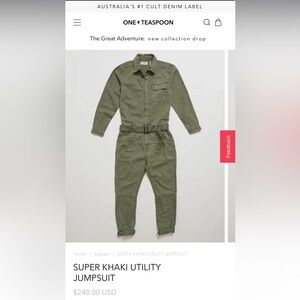 One Teaspoon Super Khaki Utility Jumpsuit